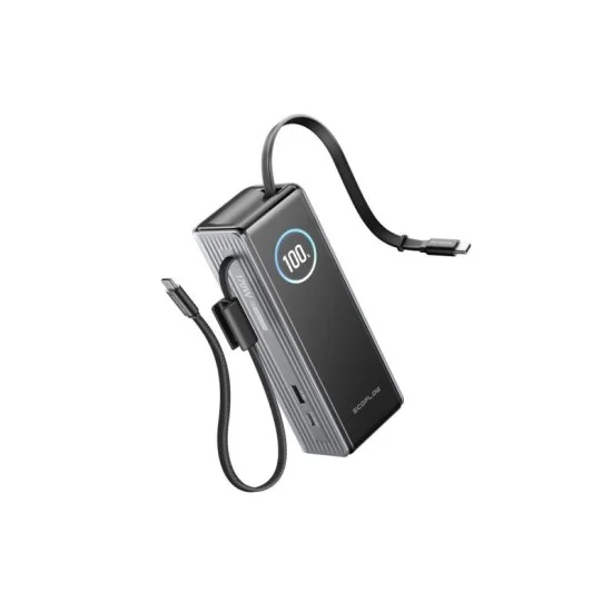 Ecoflow rapid power bank (25,000mah, 170w, 100w built-in and retractable cables) - Silver
